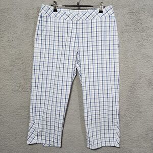 Lizgolf Liz Claiborne Womens Plaid Golf Capris Blue Audra Size 8‎ Pockets
